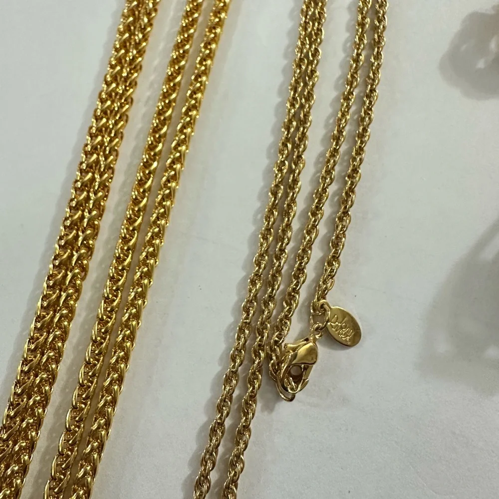 Joan Rivers Gold and Green Necklace Set with 3 pair of gold tone earring sets - Picture 3 of 6